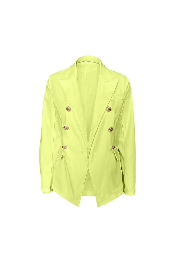 Blazer Jacket Womens Casual Gold Button Long Sleeve Work 0Ffice Blazer Lapel Open Front Suit Jacket