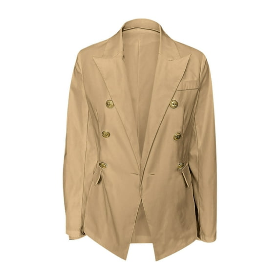 Blazer Jacket Womens Casual Gold Button Long Sleeve Work 0Ffice Blazer Lapel Open Front Suit Jacket