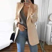 LCZIWO Blazer Jackets for Women Plus,Womens Casual Blazers Open Front Cardigan Jackets Solid Long Sleeve Lapel Collar Business Work Office Jacket Plus Size One Button Blazer Coat S-5XL