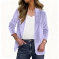 thumbnail image 1 of Blazer Jackets for Women Long Sleeve Button Solid Color Shawl Lapel Causal Cardigan Blouse Purple 2XL, 1 of 8
