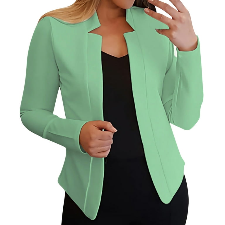 Blazer Jackets for Women Long Sleeve Winter Fall Casual Pocketed Office  Draped Open Front Cardigans Work Suit Coats Tops