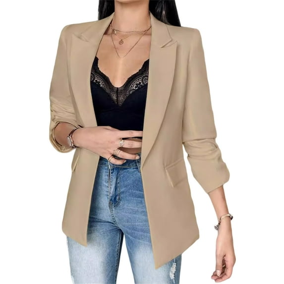 Blazer Jackets for Women Open Front Long Sleeve Blazers Casual Lapel Blazers Slim Work Office Blazers with Pockets