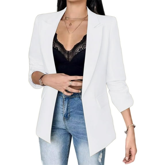 Blazer Jackets for Women Open Front Long Sleeve Blazers Casual Lapel Blazers Slim Work Office Blazers with Pockets