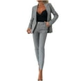 thumbnail image 1 of Blazer Pants Set for Women, 2 Piece Business Suit Lapel Button Coat Slim Fitting Business Office Work Blazer Pants Outfits Outfits for Women 2 Piece Sets Dressy Gray XXL, 1 of 8