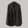 thumbnail image 1 of Blazer Plus Size Women Double Button Peak Lapel Relax Fit Long Sleeve Pocket Office Wedding Suit Coat Black S, 1 of 6