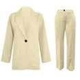 thumbnail image 1 of Blazer Sets Women 2 Piece Business Casual Outfits Classic Long Sleeve Notch Lapel Suit Jacket and Pant Plus Size (Large, Beige), 1 of 6