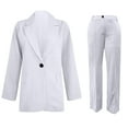 thumbnail image 1 of Blazer Sets Women 2 Piece Business Casual Outfits Classic Long Sleeve Notch Lapel Suit Jacket and Pant Plus Size (X-Large, White), 1 of 1