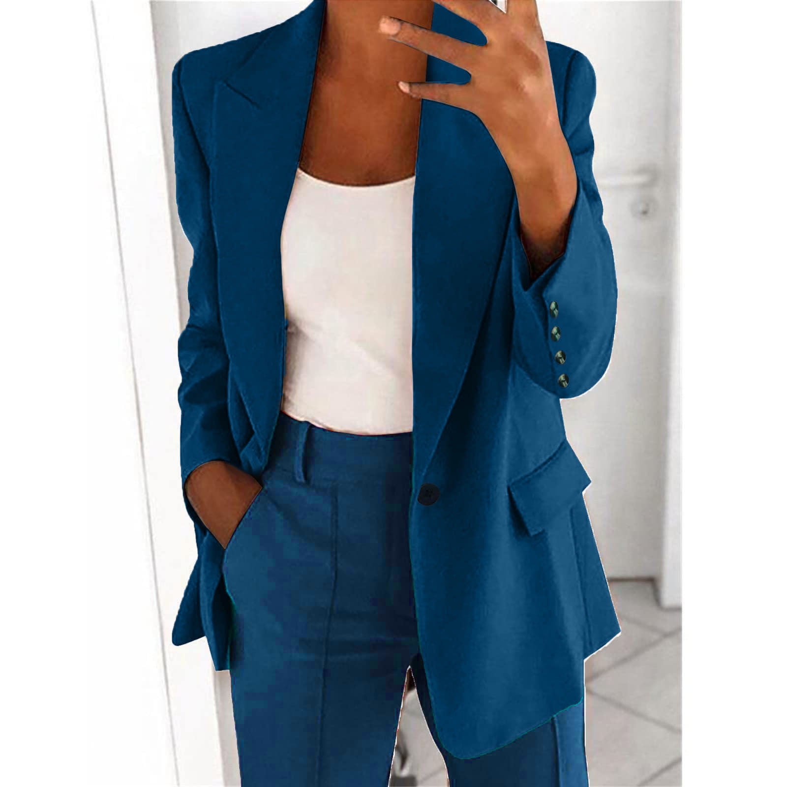 Blazer Jacket Casual Pants Suit Women's 2-Piece Blazer Set