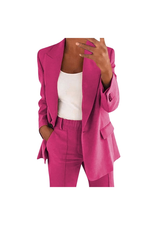 Blazer Sets Women 2 Piece Outfits Dressy Business Work Jacket Outfits Casual Pant Suits Plus Size Wide Pants Suit Set
