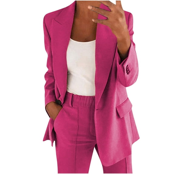 Blazer Sets Women 2 Piece Outfits Dressy Business Work Jacket Outfits Casual Pant Suits Plus Size Wide Pants Suit Set