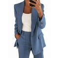 thumbnail image 1 of Blazer Sets Women 2 Piece Outfits Plus Size Women Business Casual Long Sleeves Lapel Top Straight Leg Pants Suits Blue M, 1 of 4