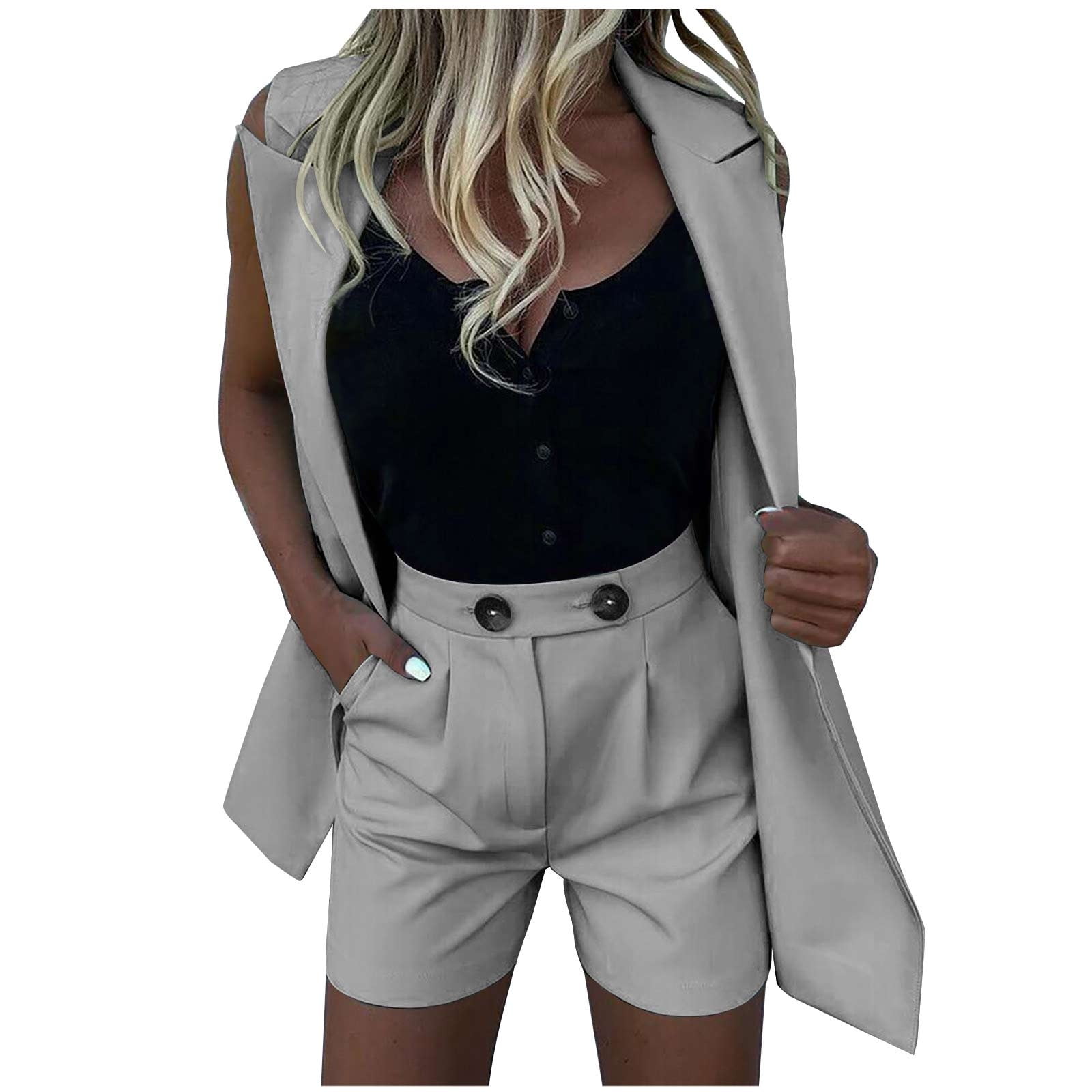 White Blazer & Shorts Set  Blazer outfits for women, Classy shorts  outfits, Shorts outfits women