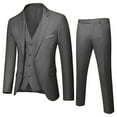 thumbnail image 1 of Blazer Suits For Boy Double Suit 3 Piece Suit Set, Two Button Solid Slim Fit Jacket Vest & Pants, Suits For Boys Wedding Party Dress Suits Back To_School Outfits Gifts #02 Dark Gray,13-14Y, 1 of 3
