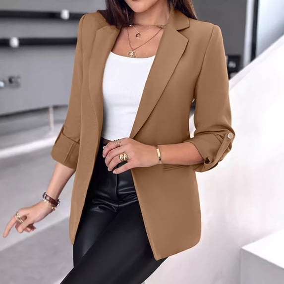 Blazer Women Solid Color Long Sleeve Buttonless Blazer For A Clean Minimalist Look Spring Jackets For Women