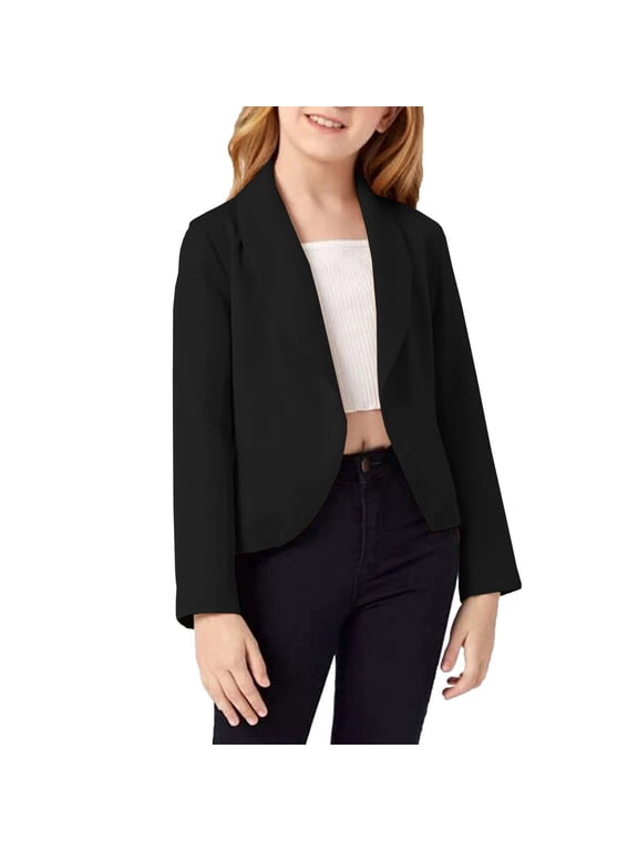 Blazer for Girls Lightweight Suit Jacket for Boys Suit Sport Coat Kids Formal Blazer Open Front Workwear Notch Collar Outfit