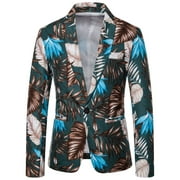 Blazer for Men Casual Hawaiian Holiday Sstyle Beautiful Flower Series Features Broken Flower Single Button Suit Black,XL