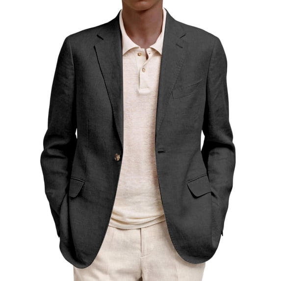 Blazer for Men Casual Sport Coat Notch Lapel Suit Jacket | Notch Lapel Blazer,Button Front Sport Coat,Business Casual Jacket Black L