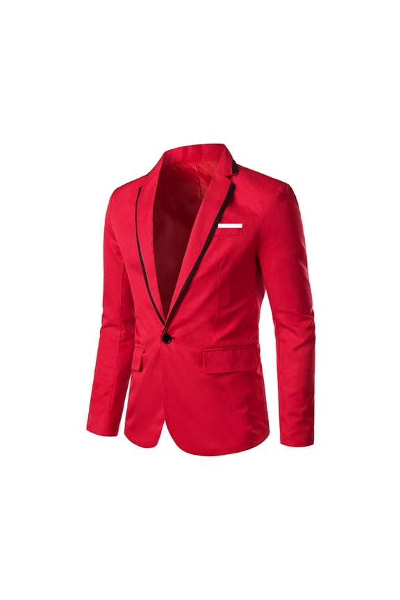 Blazer for Men Slim Fit Suit Jacket Sport Coats formal Dress Jacket One Button Big and Tall Size M-5XL Red