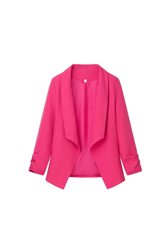 Women's Casual Blazer Candy Color Open Front Work Office Blazer Jacket Pink M