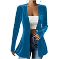 thumbnail image 1 of Blazer for Women Casual Trendy One Button Flared Collarless Blazers Long Sleeve Office Work Suit Jackets Blue 2XL, 1 of 6