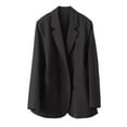 thumbnail image 1 of Blazer for Women Elegant Business Office Jacket Casual Open Front Long Long Sleeve Work Loose Notched Lapel Button Down Cardigan Black XXXL, 1 of 6