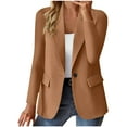thumbnail image 1 of Blazer for Women Office Solid Color Long Sleeve Open Front Lapel Button Suit Jacket Stretch Slim Fit Business Casual Dress for Women, 1 of 6