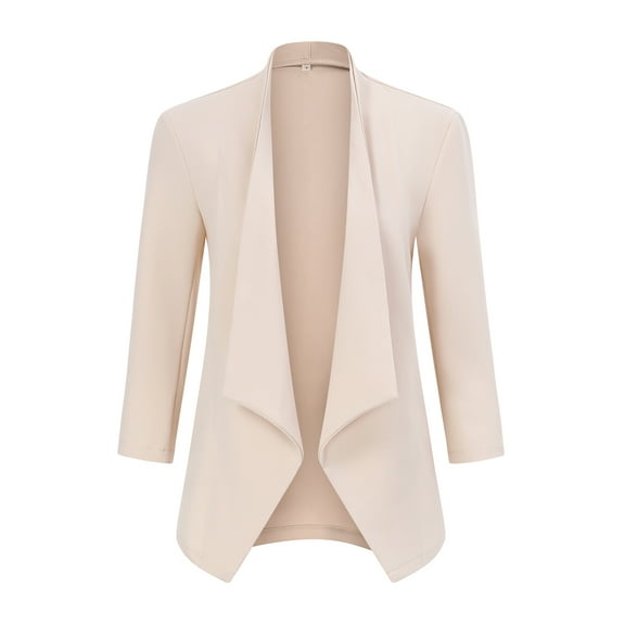 Blazer for Women Open Front Cardigan Jacket 3/4 Sleeve Lightweight Work Casual Blazer