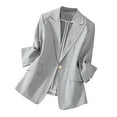 thumbnail image 1 of Blazer for Women Open Front Long Elegant Button Down Cardigan Business Office Jacket Casual Loose Long Sleeve Work Notched Lapel Gray L, 1 of 9