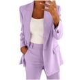 thumbnail image 1 of Blazer for Women Open Front Long Elegant Button Down Cardigan Notched Lapel Loose Business Office Jacket Casual Long Sleeve Work Purple XXXXL, 1 of 5