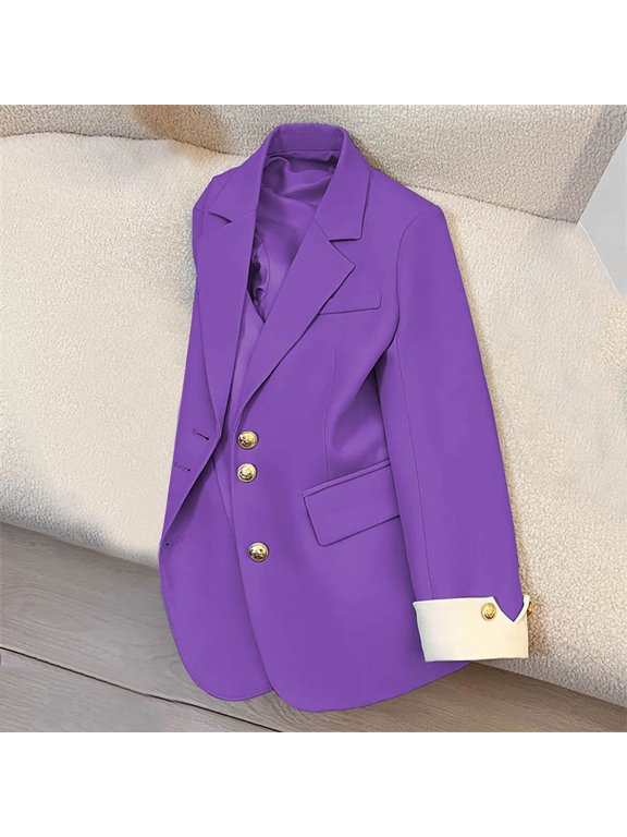 Blazer for Women Oversized Long Sleeve Lapel Button Down Office Work Jacket Business Casual Blazer with Pockets Suit Jacke