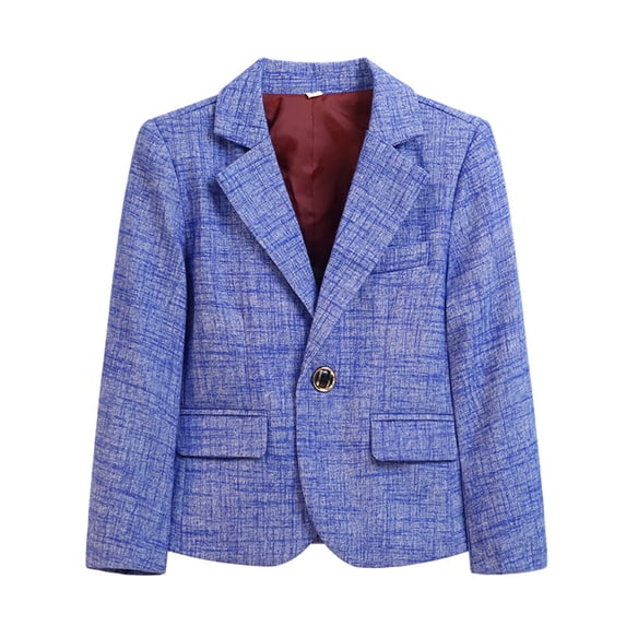 Blazers for Boys Girls Teens Long Sleeve Notched Lapel Collar with Pockets Solid Color Open Front Casual School Formal Kids Girls Blazers Suit Jacket 8-9 Years Blue