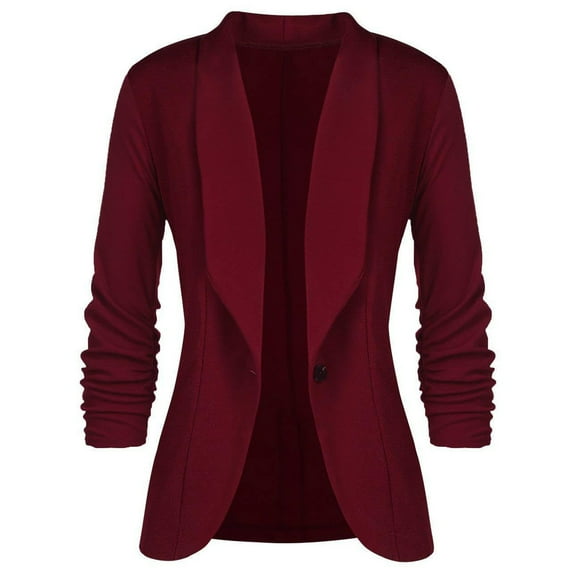Blazers For Women Business Casual Sevevn Women's Pleated Sleeves Work Office Coat Suit Jacket