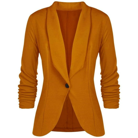 Blazers For Women Business Casual Sevevn Women's Pleated Sleeves Work Office Coat Suit Jacket