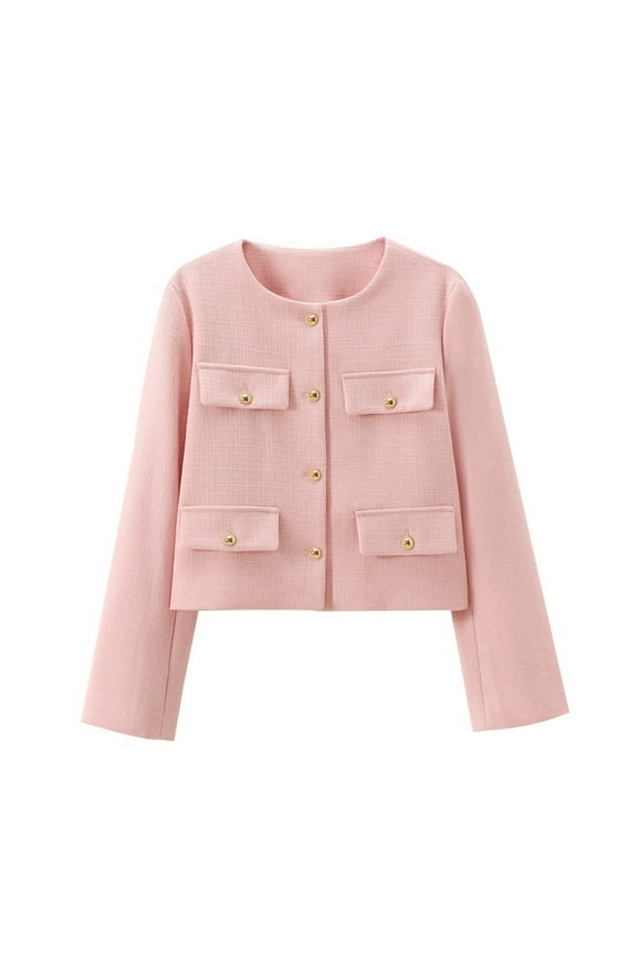 Blazers For Women Sevevn Women Fashion Round-Neck Long Sleeve Casual Coat Suit Cardigan Jacket Blazer