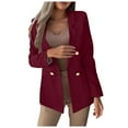 thumbnail image 1 of Blazers For Women Sevevn Women's Fashion Solid Color Slim Long Sleeve Double Breasted Suit Jacket, 1 of 5
