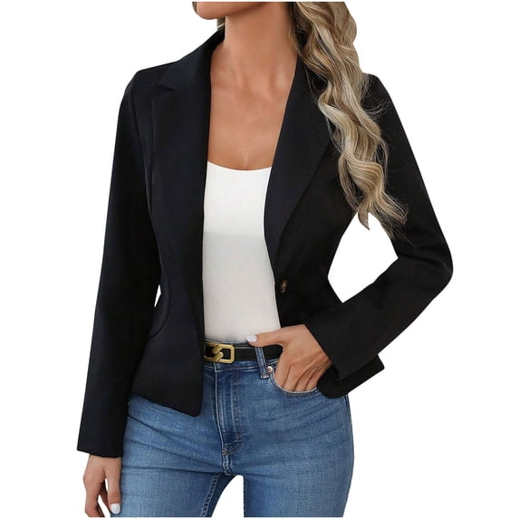 Blazers For Women Sevevn Womens Long-Sleeved Lapel Solid Color Temperament Casual Suit Jacket