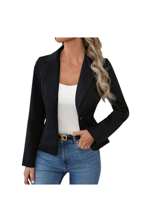 Blazers For Women Sevevn Womens Long-Sleeved Lapel Solid Color Temperament Casual Suit Jacket
