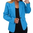 thumbnail image 1 of Baberdicy Dark Blue Women's Autumn And Winter Long Sleeved Button Solid Color Cardigan Small Suit Jacket, Xl, 1 of 7