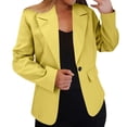 thumbnail image 1 of Blazers for Women Under 20$, Yellow Blazers for Women Business Casual Baberdicy Women's Autumn And Winter Long Sleeved Button Solid Color Cardigan Small Suit Jacket, 1 of 7