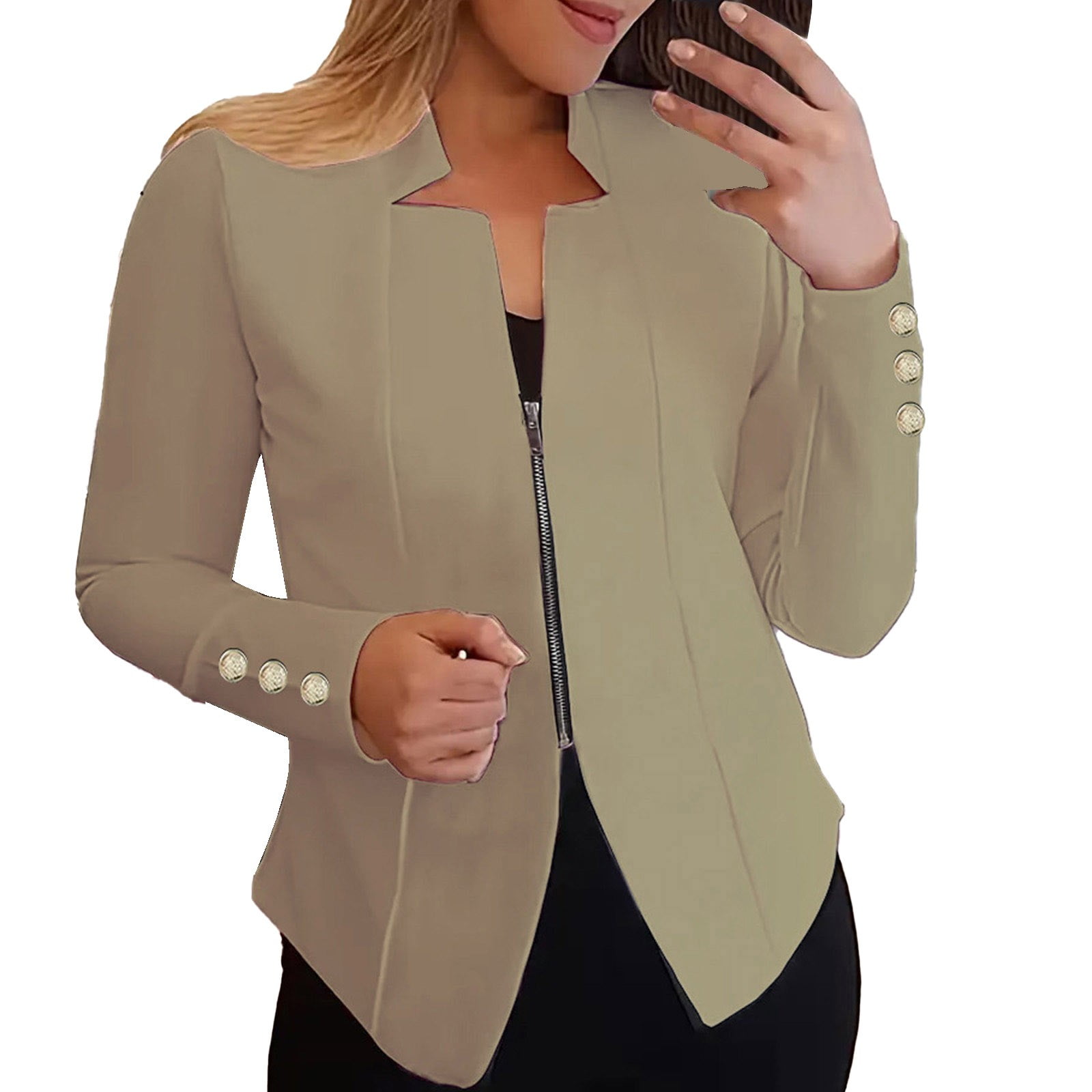 Elegant Solid Color Suit Jacket with Tassel Design for Women