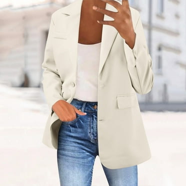Blazers for Women Business Casual Clearance Office Long Sleeve Blazer Button Front Oversized Fall Fashion Relaxed Fit Business 2024 Jackets Prime Of Day Sales