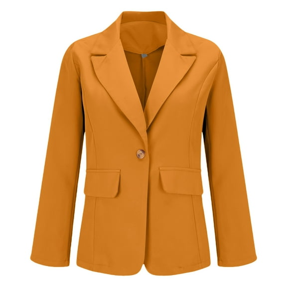 Blazers For Women Casual Front Long Sleeve Lapel Collar Jacket Work Business Style Polyester Spandex The Jacket Suit Jackets Blazers & Sport Coats 1Pc Orange M Fall Jackets For Women 2025