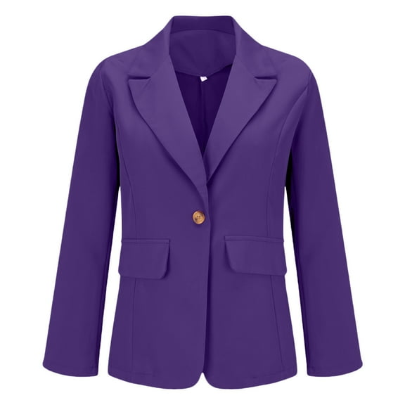 Blazers For Women Casual Front Long Sleeve Lapel Collar Jacket Work Business Style Polyester Spandex The Jacket Suit Jackets Blazers & Sport Coats 1Pc Purple Xl Fall Jackets For Women 2025