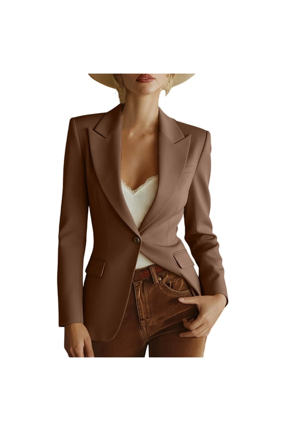 Blazers for Women Oversized Single Breasted Button Notch Lapel Business Blazer Suit Jacket Casual Solid Loose Comfy Open Front Long Sleeve Work Office Blazer Jackets
