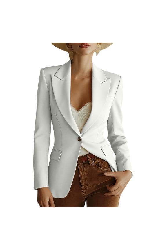 Blazers for Women Oversized Single Breasted Button Notch Lapel Business Blazer Suit Jacket Casual Solid Loose Comfy Open Front Long Sleeve Work Office Blazer Jackets