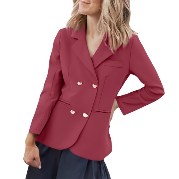 Blazers For Women Pocket Long Sleeve Casual Work Coat Lapel Button Jacket Polyester-Cotton Blend Blending Coats Suit Jackets Blazers & Sport Coats 1* Pink 3Xl Fall Jackets For Women 2025