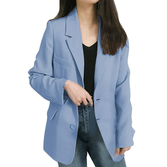 Blazers For Women Spring And Autumn Short Student Small Suit Polyester Spandex Ladies' Coat Suit Jackets Blazers & Sport Coats 1Pc Blue L Fall Jackets For Women 2025