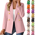 thumbnail image 1 of Blazers for Women Business Casual Long Sleeve Suit Jacket Fall Winter Open Front Double Breasted Classic Blazer Pink L, 1 of 6