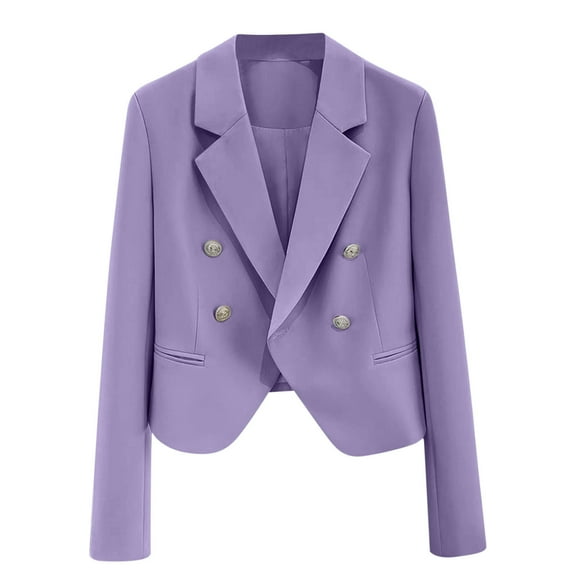 Blazers for Women Business Casual Long Sleeves Notched Lapel Button Work Office Blazer Suit Jackets with Pockets Purple X-Large