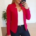 thumbnail image 1 of Blazers for Women Business Casual Open Front Long Sleeve Blazer Ruffle Hem Work Office Jackets for Ladies Red XL, 1 of 6